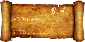 Béky Alex névjegykártya